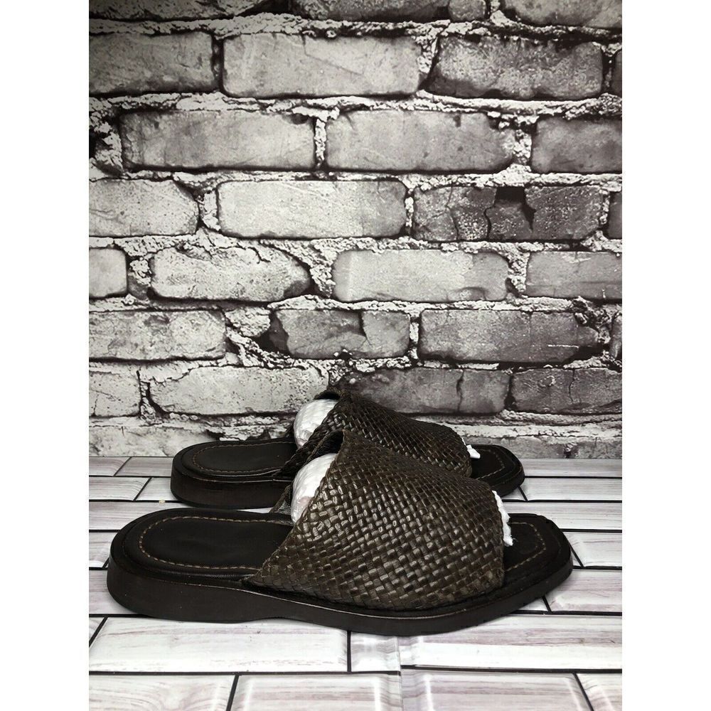 To Boot New York by Adam Derrick Brown Leather Slides Sandals Men Sz 8M US/41EU